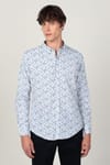 Slim Fit Uzun Kol Baskılı Desenli Yaka Düğmeli Erkek Gömlek