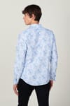 Slim Fit Uzun Kol Baskılı Desenli Yaka Düğmeli Erkek Gömlek