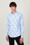 Slim Fit Uzun Kol Baskılı Desenli Yaka Düğmeli Erkek Gömlek