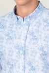 Slim Fit Uzun Kol Baskılı Desenli Yaka Düğmeli Erkek Gömlek