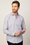 Slim Fit Uzun Kol Baskılı Desenli Yaka Düğmeli Erkek Gömlek