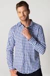 Slim Fit Uzun Kol Kareli Garnili Erkek Gömlek