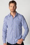 Slim Fit Uzun Kol Kareli Garnili Erkek Gömlek