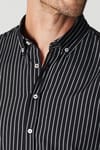 Slim Fit Uzun Kol Çizgili Spor Yaka Poplin Erkek Gömlek