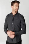 Slim Fit Uzun Kol Çizgili Spor Yaka Poplin Erkek Gömlek