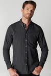 Slim Fit Uzun Kol Çizgili Spor Yaka Poplin Erkek Gömlek