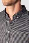 Slim Fit Uzun Kol Çizgili Spor Yaka Poplin Erkek Gömlek