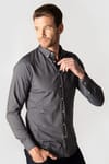 Slim Fit Uzun Kol Çizgili Spor Yaka Poplin Erkek Gömlek