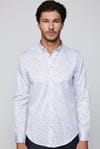 Slim Fit Dar Kesim Pamuklu Kolay Ütülenebilir Desenli Erkek Beyaz Gömlek