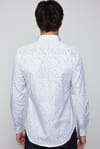 Slim Fit Dar Kesim Pamuklu Kolay Ütülenebilir Desenli Erkek Beyaz Gömlek