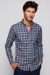 Slim Fit Kareli Pamuklu Kolay Ütü Erkek Gömlek