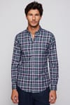 Slim Fit Kareli Pamuklu Kolay Ütü Erkek Gömlek