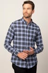 Slim Fit Uzun Kol Ekoseli Biyeli Yaka Düğmeli Erkek Gömlek