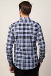 Slim Fit Uzun Kol Ekoseli Biyeli Yaka Düğmeli Erkek Gömlek