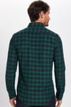 Erkek Slim Fit Dar Kesim Uzun Kollu Pamuklu Kolay Ütü Kareli Düğmeli Yaka Gömlek