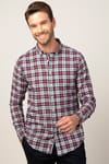 Slim Fit Uzun Kol Ekoseli Biyeli Yaka Düğmeli Erkek Gömlek