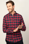 Slim Fit Uzun Kol Ekoseli Biyeli Yaka Düğmeli Erkek Gömlek