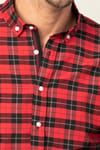Slim Fit Uzun Kol Ekoseli Biyeli Yaka Düğmeli Erkek Gömlek