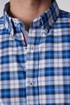 Slim Fit Düğmeli Yaka Kareli Pamuklu Kolay Ütü Erkek Gömlek