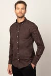 Slim Fit Uzun Kol Ekoseli Biyeli Yaka Düğmeli Erkek Gömlek