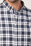Slim Fit Uzun Kol Ekoseli Biyeli Yaka Düğmeli Erkek Gömlek