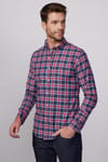 Slim Fit Kareli Pamuklu Kolay Ütü Erkek Gömlek
