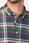Slim Fit Uzun Kol Ekoseli Biyeli Yaka Düğmeli Erkek Gömlek