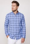 Slim Fit Kareli Pamuklu Kolay Ütü Erkek Gömlek