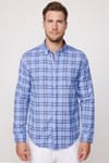 Slim Fit Kareli Pamuklu Kolay Ütü Erkek Gömlek