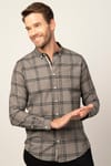 Slim Fit Uzun Kol Ekoseli Biyeli Yaka Düğmeli Erkek Gömlek