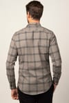 Slim Fit Uzun Kol Ekoseli Biyeli Yaka Düğmeli Erkek Gömlek