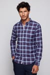 Slim Fit Kareli Pamuklu Kolay Ütü Erkek Gömlek