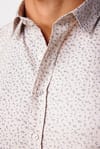 Slim Fit Dar Kesim Desenli Pamuklu Kolay Ütülenebilir Bej Erkek Gömlek