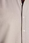 Slim Fit Uzun Kollu Oxford Doku Armürlü Biyeli Erkek Krem Gömlek