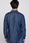 Slim Fit Uzun Kol Tek Cep Denim Lacivert Erkek Gömlek