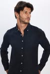 Slim Fit Uzun Kollu Düğmeli Yaka Kışlık Yün Viskon Düz Gömlek