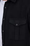 Slim Fit Uzun Kollu Kışlık Oduncu Çift Cep Kapaklı Düz Unisex Siyah Gömlek