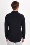 Slim Fit Uzun Kollu Dar Kesim Dökümlü Viskon Şık Erkek Siyah Gömlek