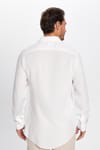 Slim Fit Uzun Kollu Dar Kesim Dökümlü Viskon Şık Erkek Beyaz Gömlek