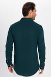 Slim Fit Uzun Kollu Dar Kesim Dökümlü Viskon Şık Erkek Yeşil Gömlek