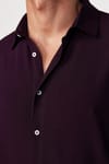 Slim Fit Dar Kesim Uzun Kol Dökümlü Viskon Şık Mürdüm Erkek Gömlek