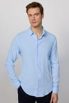 Slim Fit Dar Kesim Uzun Kol Dökümlü Viskon Şık Mavi Erkek Gömlek