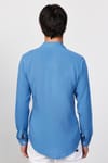 Slim Fit Dar Kesim Uzun Kol Dökümlü Viskon Şık İndigo Erkek Gömlek