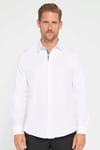 Slim Fit Uzun Kollu Oxford Doku Biyeli Erkek Beyaz Gömlek