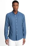 Slim Fit Uzun Kol Biyeli Yaka Düğmeli Keten Erkek Gömlek