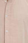 Erkek Slim Fit Dar Kesim %100 Pamuk Keten Doku Düğmeli Yaka Taş Renk Gömlek
