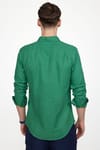 Slim Fit Uzun Kol Biyeli Yaka Düğmeli Keten Erkek Gömlek