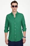 Slim Fit Uzun Kol Biyeli Yaka Düğmeli Keten Erkek Gömlek