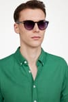 Slim Fit Uzun Kol Biyeli Yaka Düğmeli Keten Erkek Gömlek