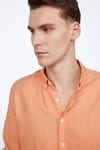 Slim Fit Uzun Kol Biyeli Yaka Düğmeli Keten Erkek Gömlek
